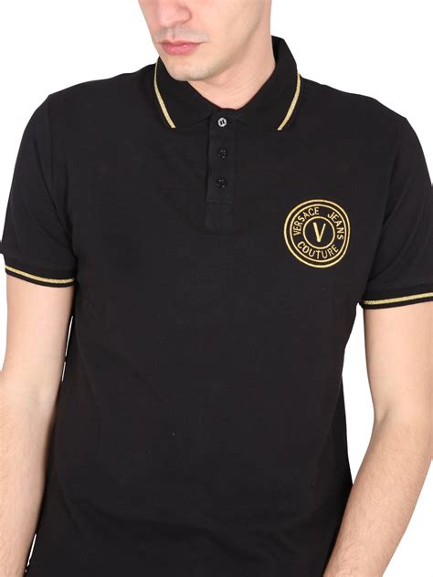 versace jeans tipped polo|Versace Jeans Couture Cotton Piqué Tipped Polo Shirt.